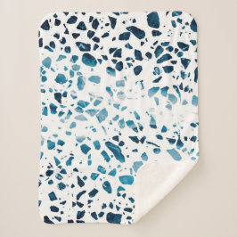 Abstracte marine Terrazzo Mosaic & Light Blue Patt Sherpa Deken