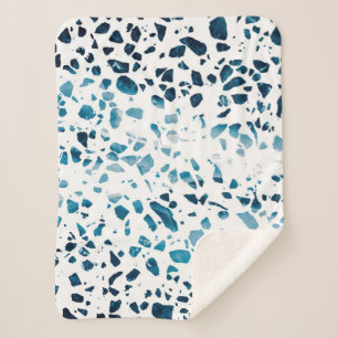 Abstracte marine Terrazzo Mosaic & Light Blue Patt Sherpa Deken