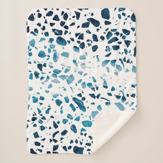 Abstracte marine Terrazzo Mosaic & Light Blue Patt Sherpa Deken (Voorkant)