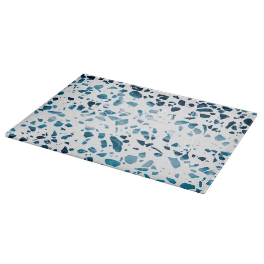 Abstracte marine Terrazzo Mosaic & Light Blue Patt Snijplank (Hoek)