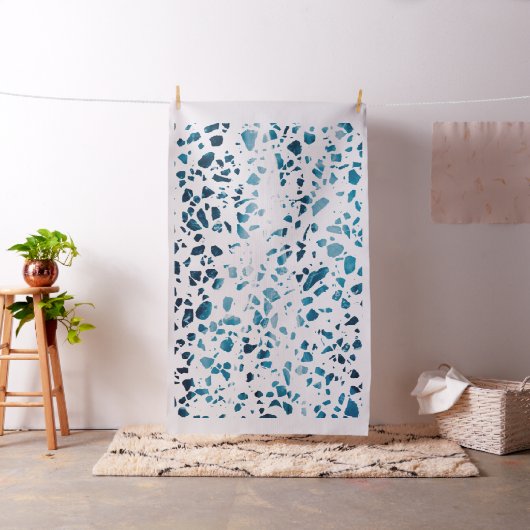 Abstracte marine Terrazzo Mosaic & Light Blue Patt Stof (Voorbeeld)