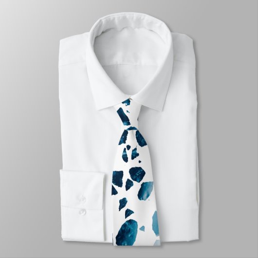 Abstracte marine Terrazzo Mosaic & Light Blue Patt Stropdas (Gebonden)