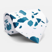Abstracte marine Terrazzo Mosaic & Light Blue Patt Stropdas (Opgerold)