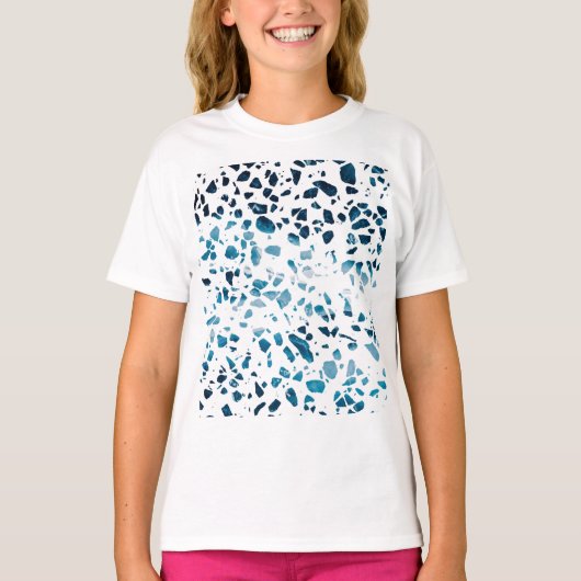 Abstracte marine Terrazzo Mosaic & Light Blue Patt T-shirt (Voorkant)
