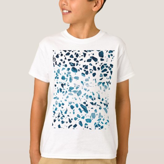 Abstracte marine Terrazzo Mosaic & Light Blue Patt T-shirt (Voorkant)