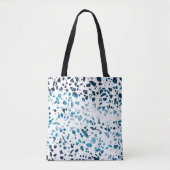 Abstracte marine Terrazzo Mosaic & Light Blue Patt Tote Bag (Voorkant)