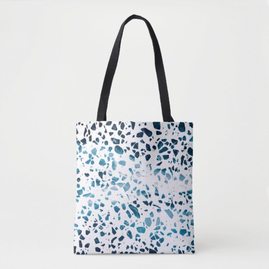 Abstracte marine Terrazzo Mosaic & Light Blue Patt Tote Bag (Voorkant)