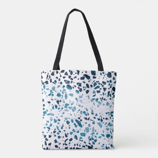 Abstracte marine Terrazzo Mosaic & Light Blue Patt Tote Bag (Achterkant)