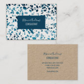 Abstracte marine Terrazzo Mosaic & Light Blue Patt Visitekaartje (Voorkant / Achterkant)