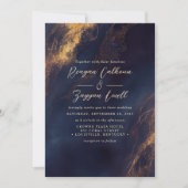 Abstracte marineblauw en goudkalligrafie kaart (Voorkant)