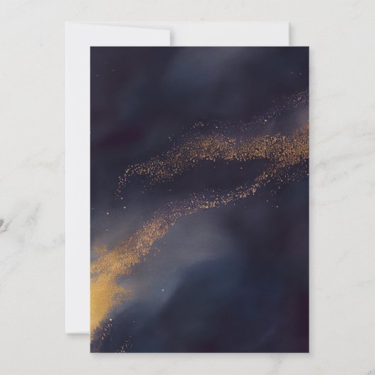 Abstracte marineblauw en goudkalligrafie kaart (Achterkant)