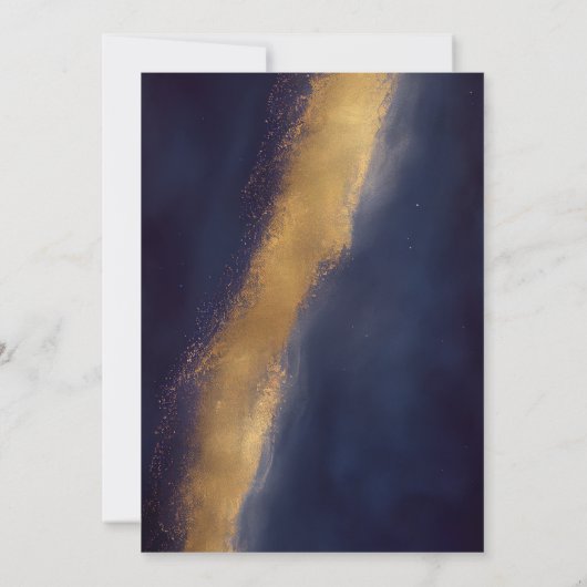 Abstracte marineblauw en goudmatig sparen de datum kaart (Achterkant)