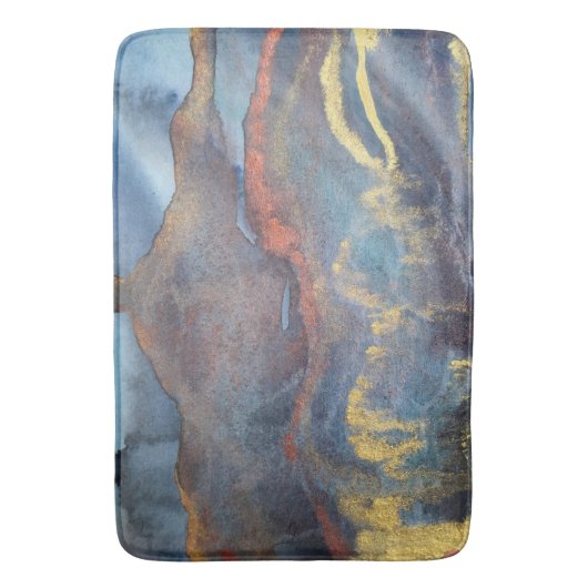 Abstracte marineblauw gouden Waterverf elegant mod Badmat (Voorkant Verticaal)