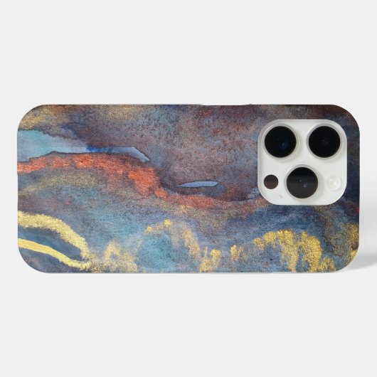 Abstracte marineblauw gouden Waterverf elegant mod Case-Mate iPhone Case (Achterkant (horizontaal))