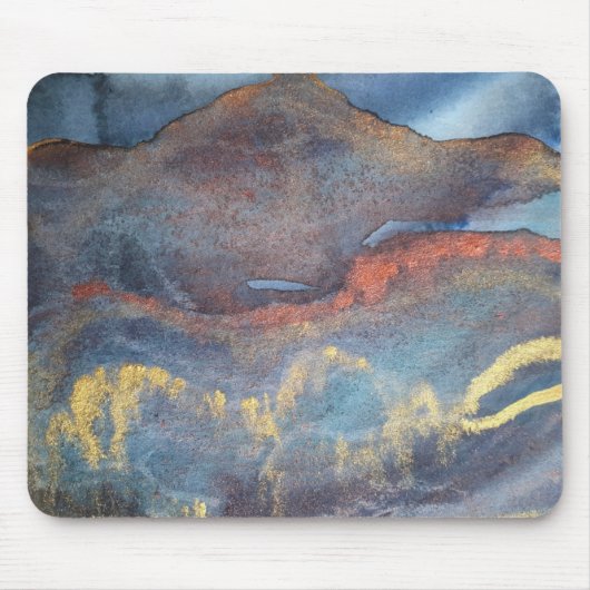 Abstracte marineblauw gouden Waterverf elegant mod Muismat (Voorkant)