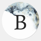 Abstracte marinemonogram bruiloft Envelopzegels Ronde Sticker (Voorkant)