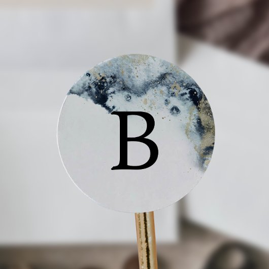 Abstracte marinemonogram bruiloft Envelopzegels Ronde Sticker