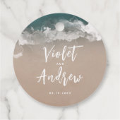 Abstracte marinestrandbruiloft bedankt bedankjes labels (Achterkant)