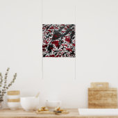 Abstracte markeringen in zwart en rood poster (Keuken)