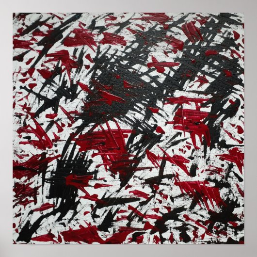 Abstracte markeringen in zwart en rood poster (Voorkant)