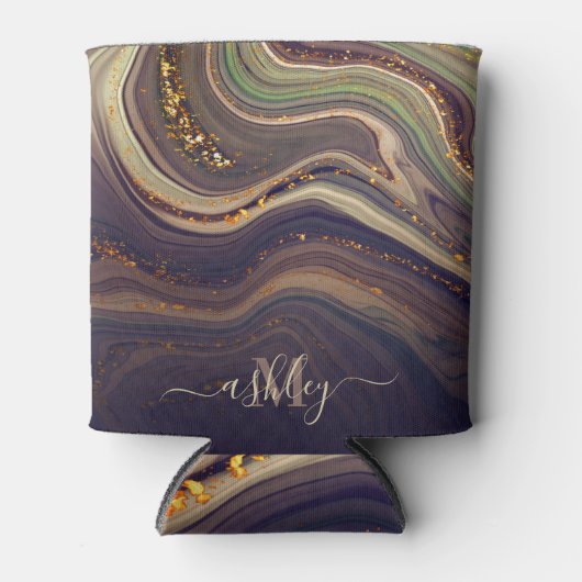 Abstracte marmer en glitter blikjeskoeler (Voorkant)