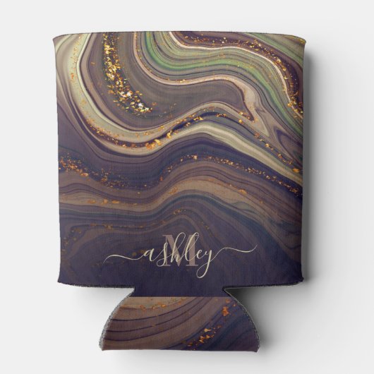 Abstracte marmer en glitter blikjeskoeler (Achterkant)