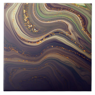 Abstracte marmer en glitter tegeltje