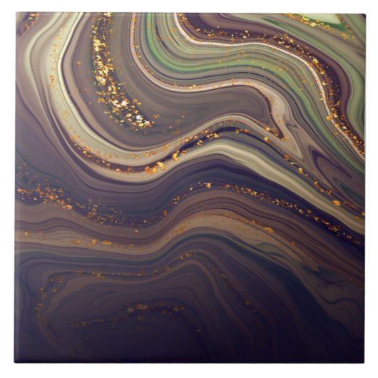 Abstracte marmer en glitter tegeltje (Voorkant)