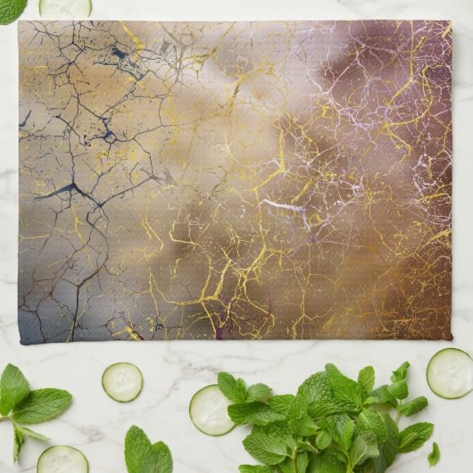 Abstracte marmer- en kwartskristalstructuur theedoek (Gevouwen)