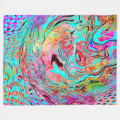 Abstracte marmer Fluid Art Blauwgroen Paars blauw Fleece Deken (Voorkant (Horizontaal))