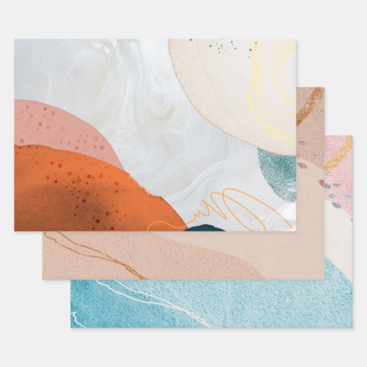Abstracte marmer Gold Glitter Pastel Colors Elegan Inpakpapier Vel (Set)