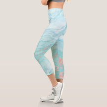 Abstracte marmer Turquoise Blue Roos Gold Swirls