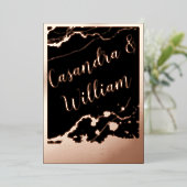 Abstracte marmer Veining Gold Borders Weddenschap Folie Uitnodiging (Staand Voorkant)