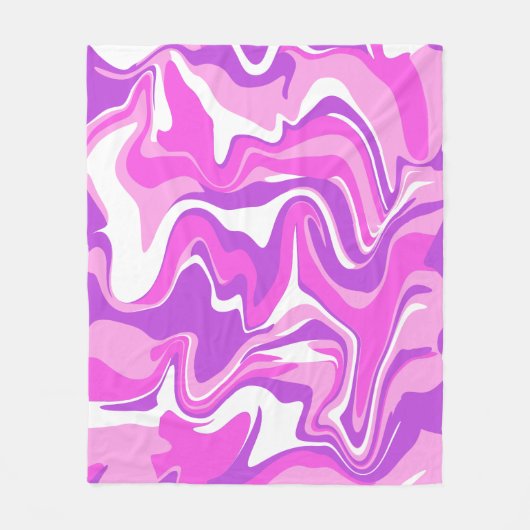 Abstracte marmer wervelende textuur - Roze - Paars Fleece Deken (Voorkant)
