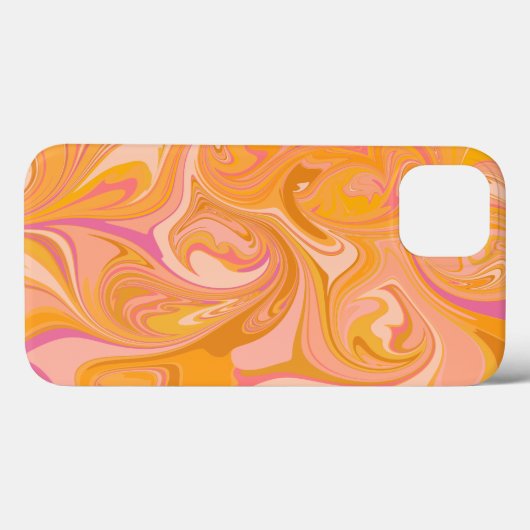 Abstracte marmer-wervelkunst in geel en roze Case-Mate iPhone case (Achterkant (horizontaal))