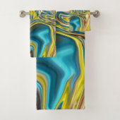 abstracte marmer zwelt gele blauwgroen turkooizen bad handdoek (Insitu)