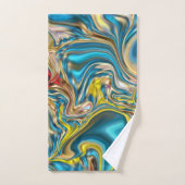 abstracte marmer zwelt gele blauwgroen turkooizen bad handdoek (Handdoek)