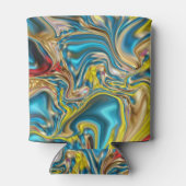 abstracte marmer zwelt gele blauwgroen turkooizen  blikjeskoeler (Achterkant)