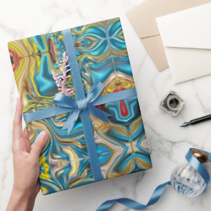 abstracte marmer zwelt gele blauwgroen turkooizen  cadeaupapier