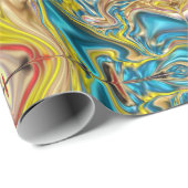 abstracte marmer zwelt gele blauwgroen turkooizen  cadeaupapier (Rol Hoek)