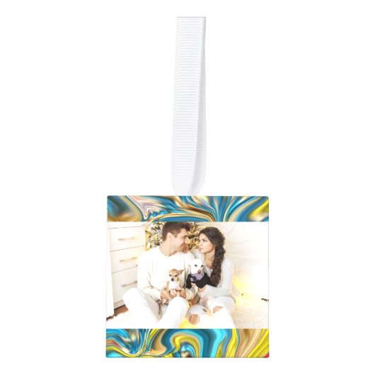 abstracte marmer zwelt gele blauwgroen turkooizen  decoratie (Voorkant)