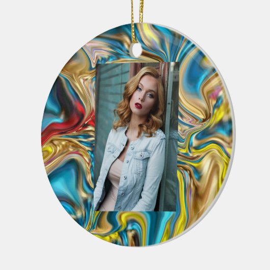 abstracte marmer zwelt gele blauwgroen turkooizen  keramisch ornament (Links)