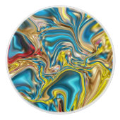 abstracte marmer zwelt gele blauwgroen turkooizen keramische knop (Voorkant)