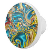 abstracte marmer zwelt gele blauwgroen turkooizen keramische knop (Rechts)