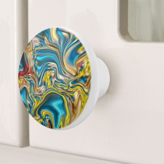 abstracte marmer zwelt gele blauwgroen turkooizen keramische knop