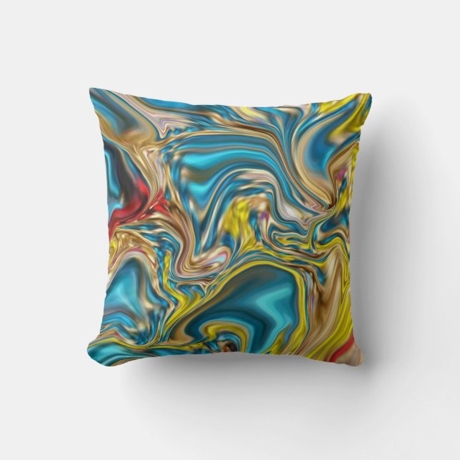 abstracte marmer zwelt gele blauwgroen turkooizen  kussen (Voorkant)