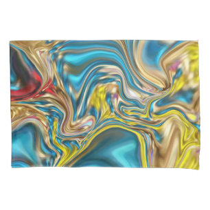 abstracte marmer zwelt gele blauwgroen turkooizen kussensloop
