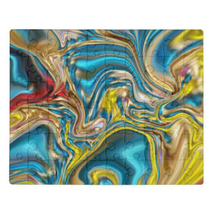 abstracte marmer zwelt gele blauwgroen turkooizen  puzzel