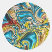 abstracte marmer zwelt gele blauwgroen turkooizen  ronde sticker (Voorkant)