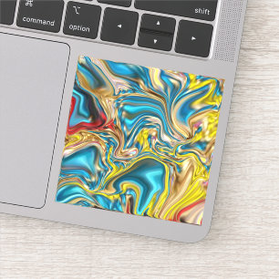 abstracte marmer zwelt gele blauwgroen turkooizen  sticker